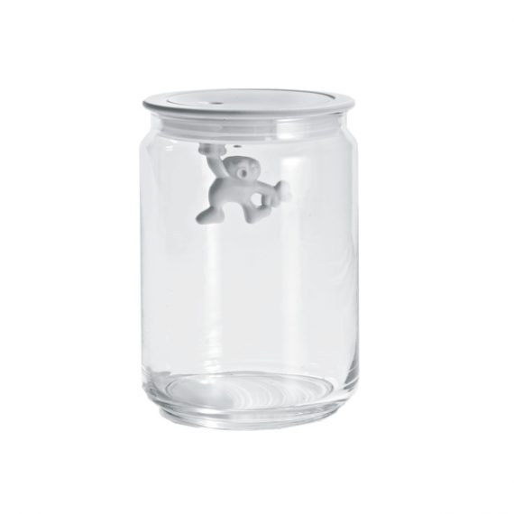 Alessi Gianni White Glass Jar with Lid