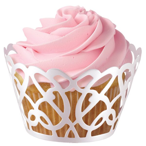 Wilton White Pearl Swirl Cupcake Wraps-Wilton