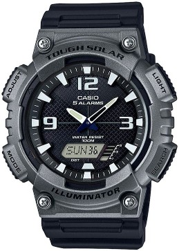 Black Strap Mens Casio Casual Solar Powered Watch (AQ-S810W-1A4DF)