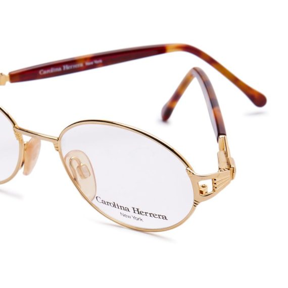 Carolina Herrera Oval Eyeglasses Frame for Unisex Gold Plated / Havana