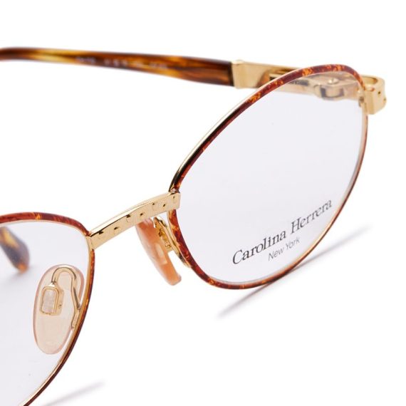 Carolina Herrera Oval Eyeglasses Frame for Unisex Gold Plated / Havana