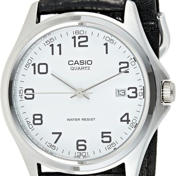 Casio Men's White Dial Leather Band Watch (MTP-1183E-7BDF)