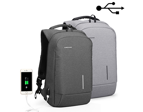 Kingsons Smart With USB Port 15.6" Laptop Backpack Dark Grey (KS3149W)