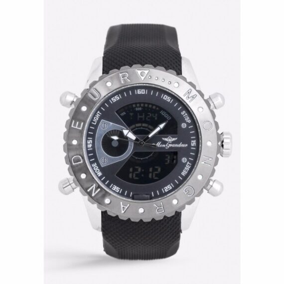 Mon Grandeur Men's analog- digital silicon strap Watch GF-12180G-Black