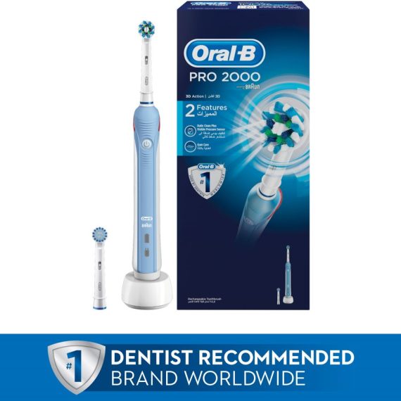 Oral-B PRO 2000 CrossAction Electric Rechargeable Toothbrush powered b With Free Gift