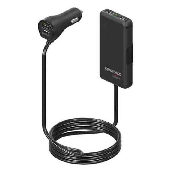 Promate CarHub-4 7.2A Heavy Duty Car Charger for Mobile Phones and Tab