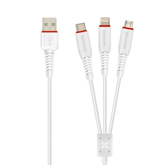 Promate Multi Charging Cable (FLEXLINK-TRIO.WHITE)