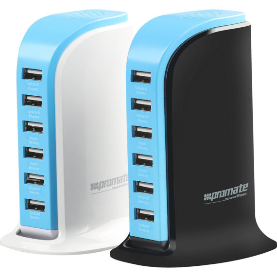 Promate Powerbase 6-Ports AC charging station with 8000 mAh shared out