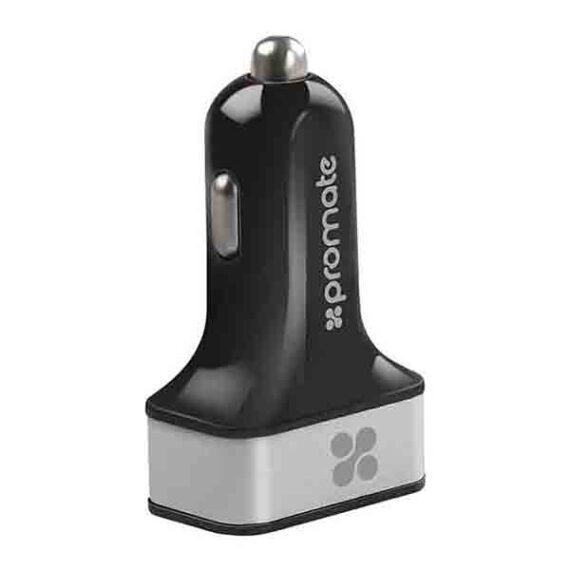 Promate Ternion 7.2 A Premium Aluminum 3 Port USB Car Charger for Smar