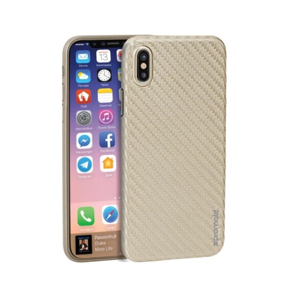 Promate iPhone X Cover (CARBON-X.GOLD)
