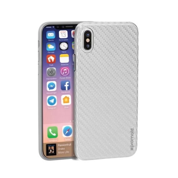 Promate iPhone X Cover (CARBON-X.SILVER)