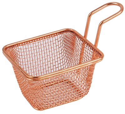 Raj Mini Copper Snack Holder/French Fries Basket Pearl Design