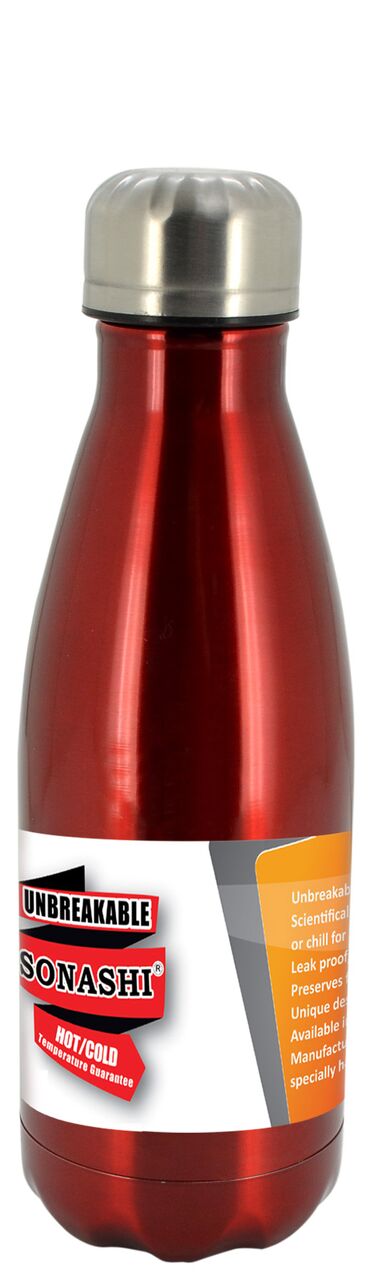 Sonashi 0.5 Ltr Vacuum Flask Bottle Hot & Cold Red Blue & Silver Color