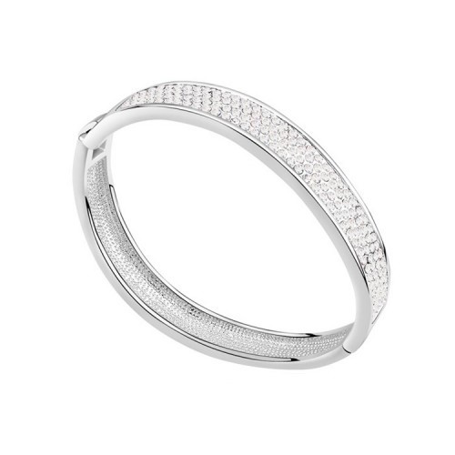 Swarovski Elements 18K White Gold Plated Bangle Encrusted with White S