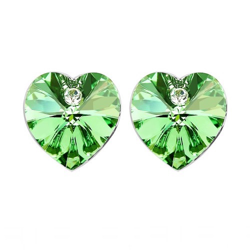 Swarovski Elements 18K White Gold Plated Earrings Encrusted with Green
