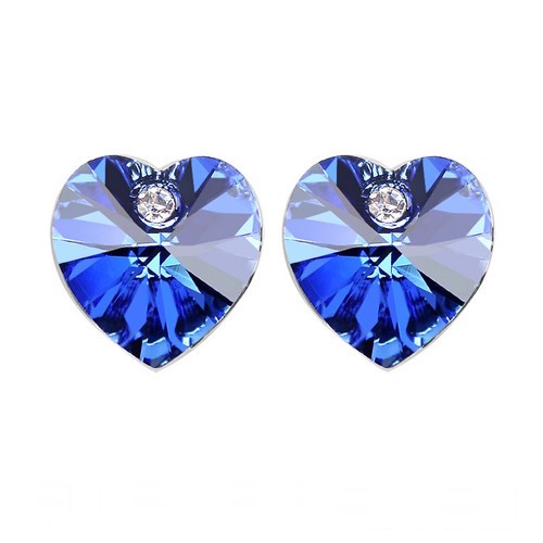 Swarovski Elements 18K White Gold Plated Earrings Encrusted with Navy