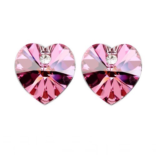 Swarovski Elements 18K White Gold Plated Earrings Encrusted with Pink