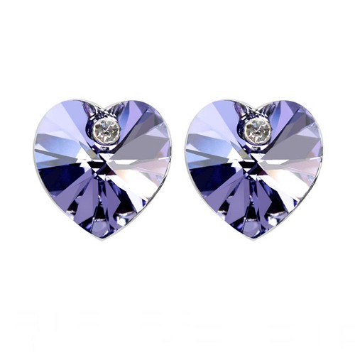 Swarovski Elements 18K White Gold Plated Earrings Encrusted with Purpl