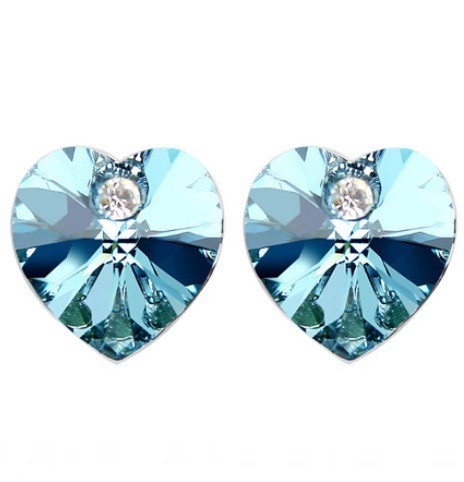 Swarovski Elements 18K White Gold Plated Earrings Encrusted with Sky B