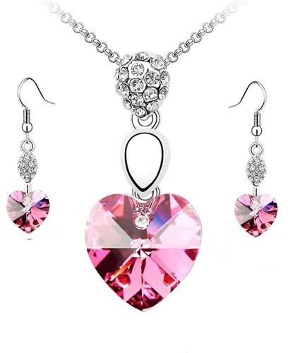Swarovski Elements 18K White Gold Plated Jewelry Set Encrusted With Fu