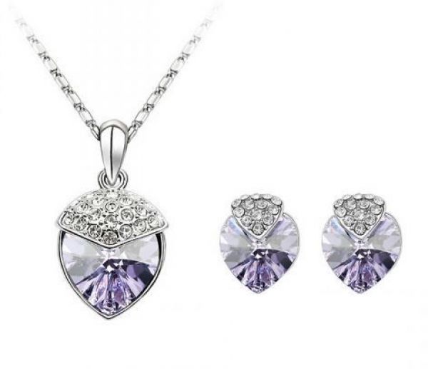 Swarovski Elements 18K White Gold Plated Jewelry Set Encrusted With Pu