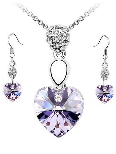 Swarovski Elements 18K White Gold Plated Jewelry Set Encrusted With Pu