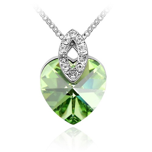 Swarovski Elements 18K White Gold Plated Necklace Encrusted with Green