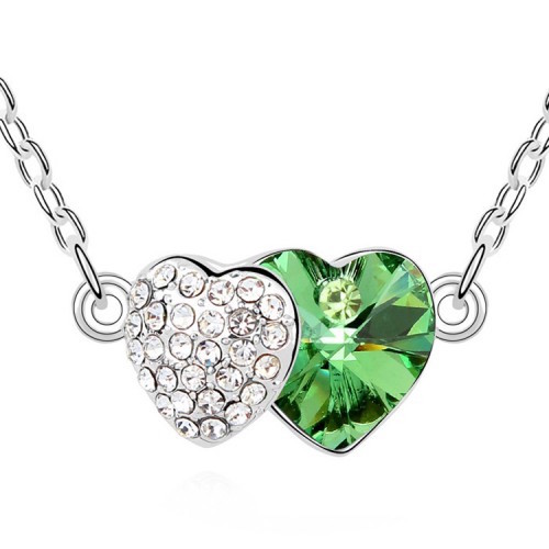 Swarovski Elements 18K White Gold Plated Necklace Encrusted with Green