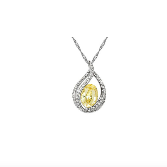 Swarovski Elements 18K White Gold Plated Necklace Encrusted with Yello