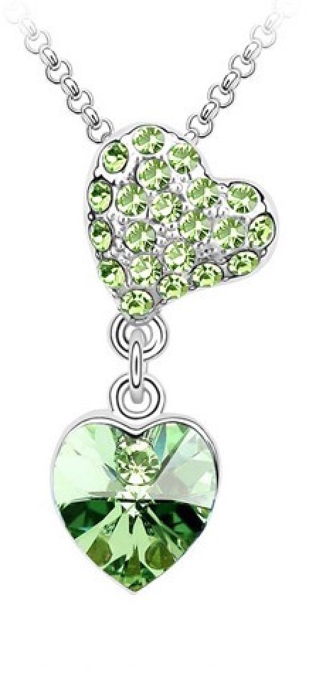 Swarovski Elements 18K White Gold Plated Necklace encrusted with Green