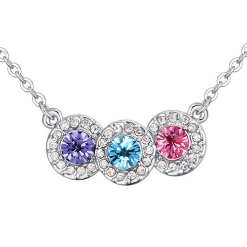 Swarovski Elements 18K White Gold Plated Necklace encrusted with Multi