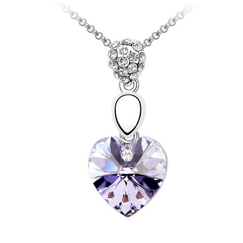 Swarovski Elements 18K White Gold Plated Necklace encrusted with Purpl