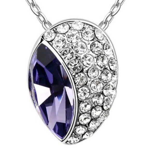 Swarovski Elements 18K White Gold Plated Necklace encrusted with Purpl