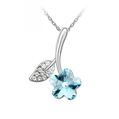 Swarovski Elements 18K White Gold Plated Necklace encrusted with Sky B