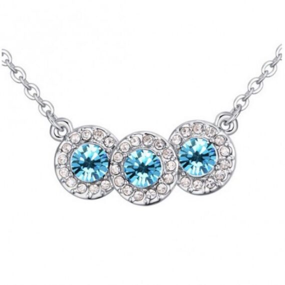 Swarovski Elements 18K White Gold Plated Necklace encrusted with Sky B
