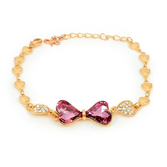 Swarovski Elements Women's Bow Tie Heart Crystal Bracelet [SWR-138]