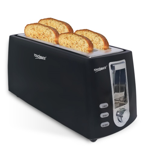 Touchmate 4 Slice Retro Toaster Black (TM-TS400-BL)