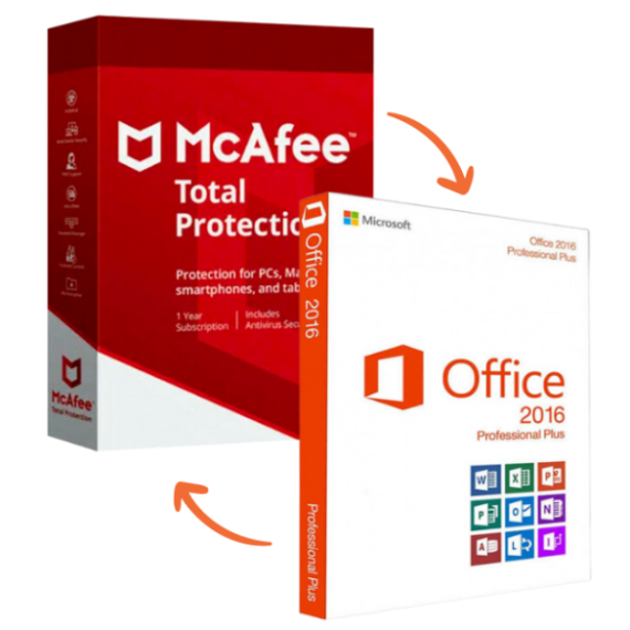 Office 2016 Professional + McAfee Total Protection Bundle Software on Sale