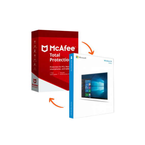 Windows 10 Home + McAfee Total Protection 1 device / 1 year Bundle Software on Sale