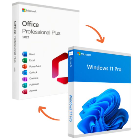 Windows 11 Pro + Office 2021 Pro Plus Bundle Software on Sale