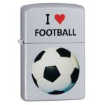 Zippo CI412305 205 I Love Football Design Satin Chrome Windproof Lighter